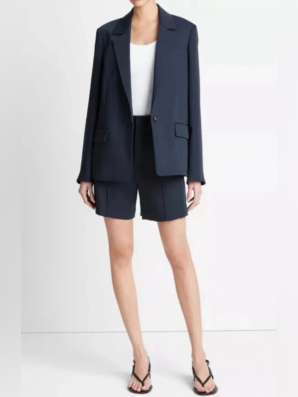 Vince Women's Navy Single-Button Blazer